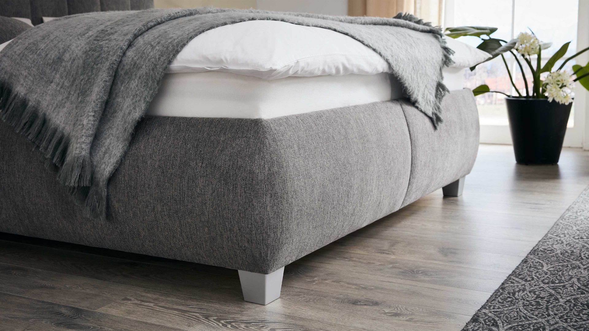 Oschmann Comfortbetten Polsterbett OC-PB20004 ca. 180x200cm in Stoff Brego grau
