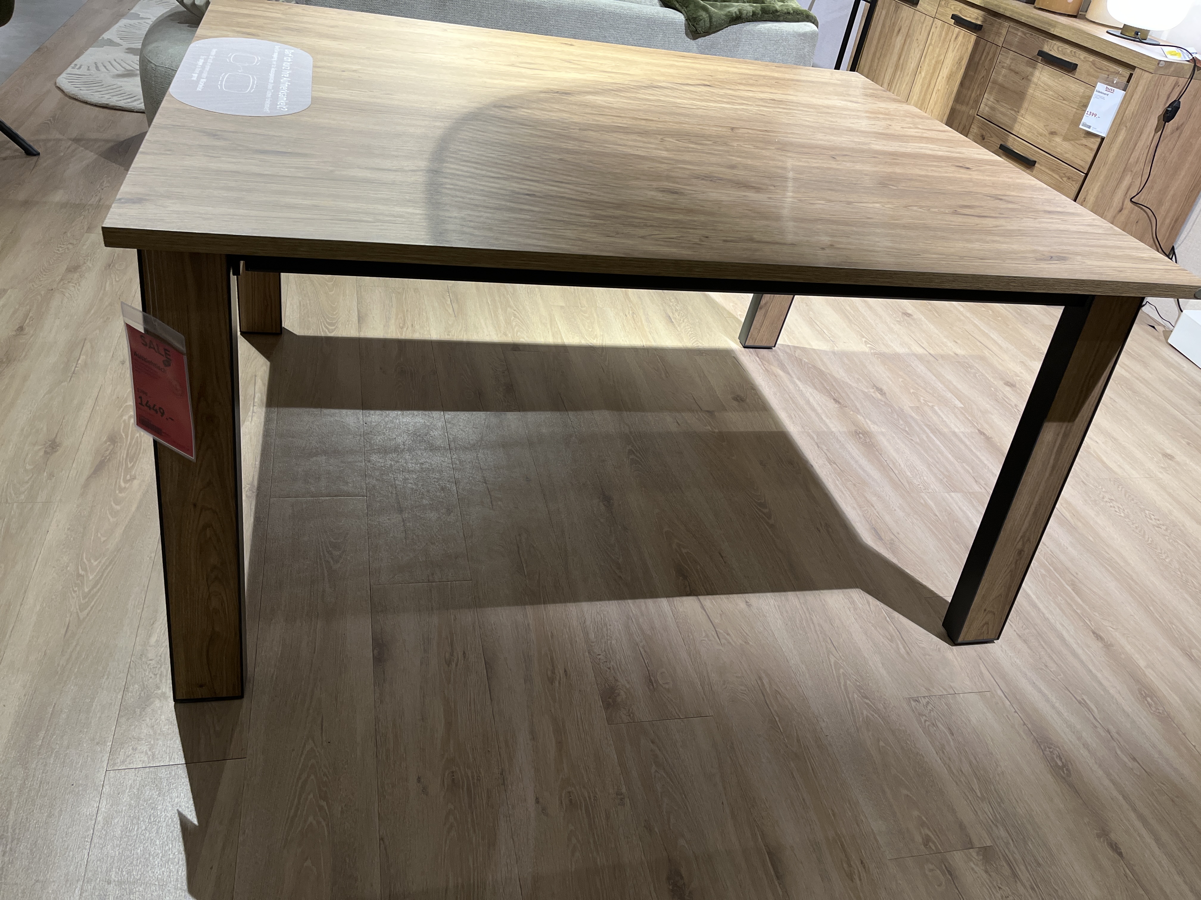 Henders & Hazel Ausziehtisch DELMONTE ca. B120 H77 T150 cm in Eiche natur, Esstisch, Holzoptik, Rechteckige Tischplatte, Braun, Schwarze Tischbeine