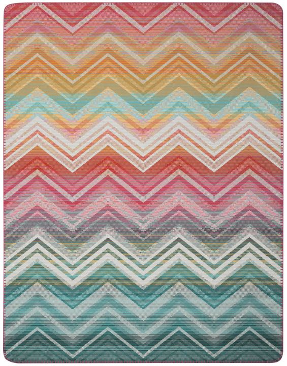 Biederlack Decke ca. 150x200cm in Farbe Riviera Mirage, Teppich, Zigzag, Gemuster, Multicolor, Bodenbelag