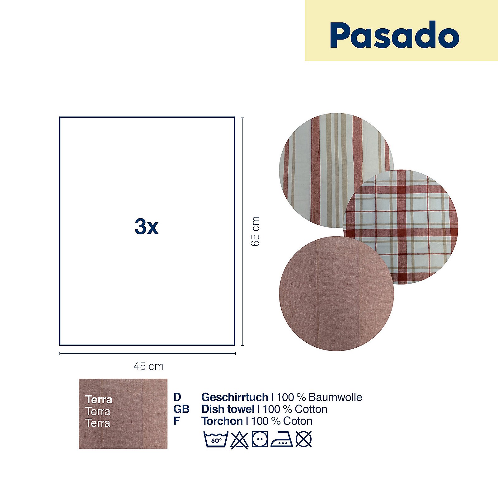 Kela Geschirrtuch PASADO in Farbe Terra, Tischdecke, Esstisch, Karomuster, Leinen, Baumwolle