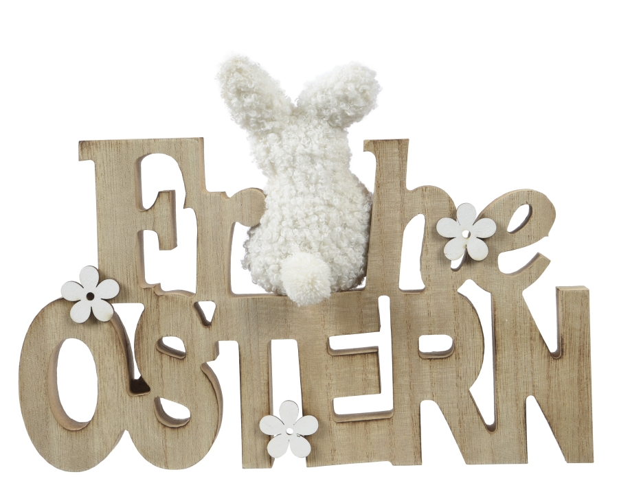 Kaemingk Schriftzug Frohe Ostern ca. B24 H19 T2 cm in Fb. weiss