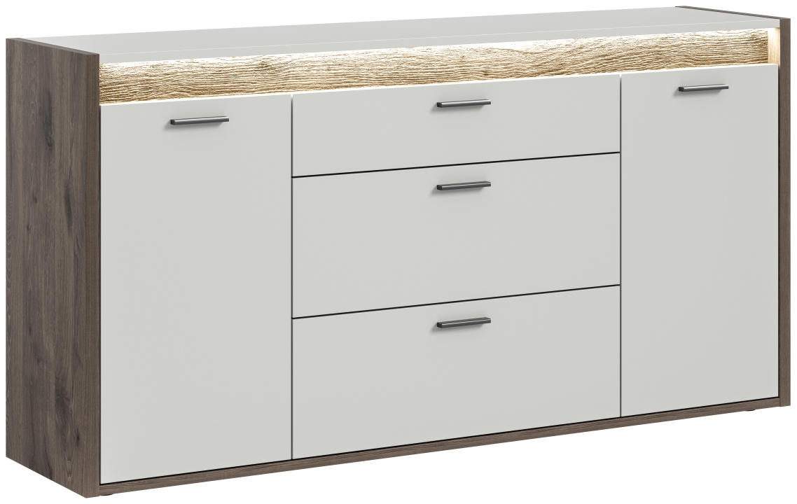 Xonox Home Sideboard FALCONA in Front/Korpus hellgrau / Absetzung Nox Oak dunkel Nachbildung
