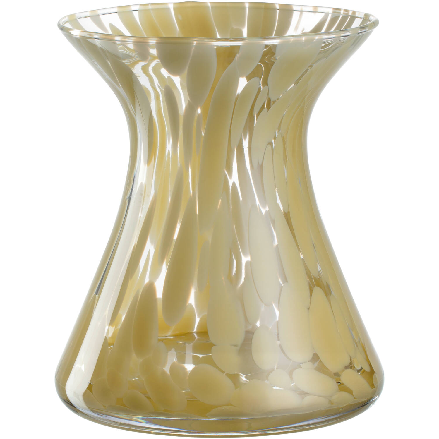 Leonardo Vase 16cm GIA in Farbe buttergelb, gläserner Vaso, Sitzende Vase, Verzierung, transluzent, augebeweis?