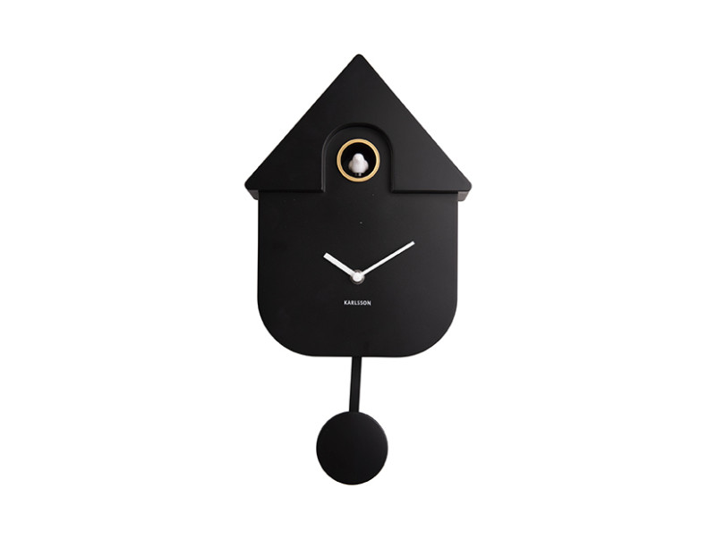 Wanduhr MODERN CUCKOO in 41x8,5x21,5 cm, Fb. schwarz, Kuckucksuhr, Kuckuck, Wanduhr, Schwarz, Pendeluhr