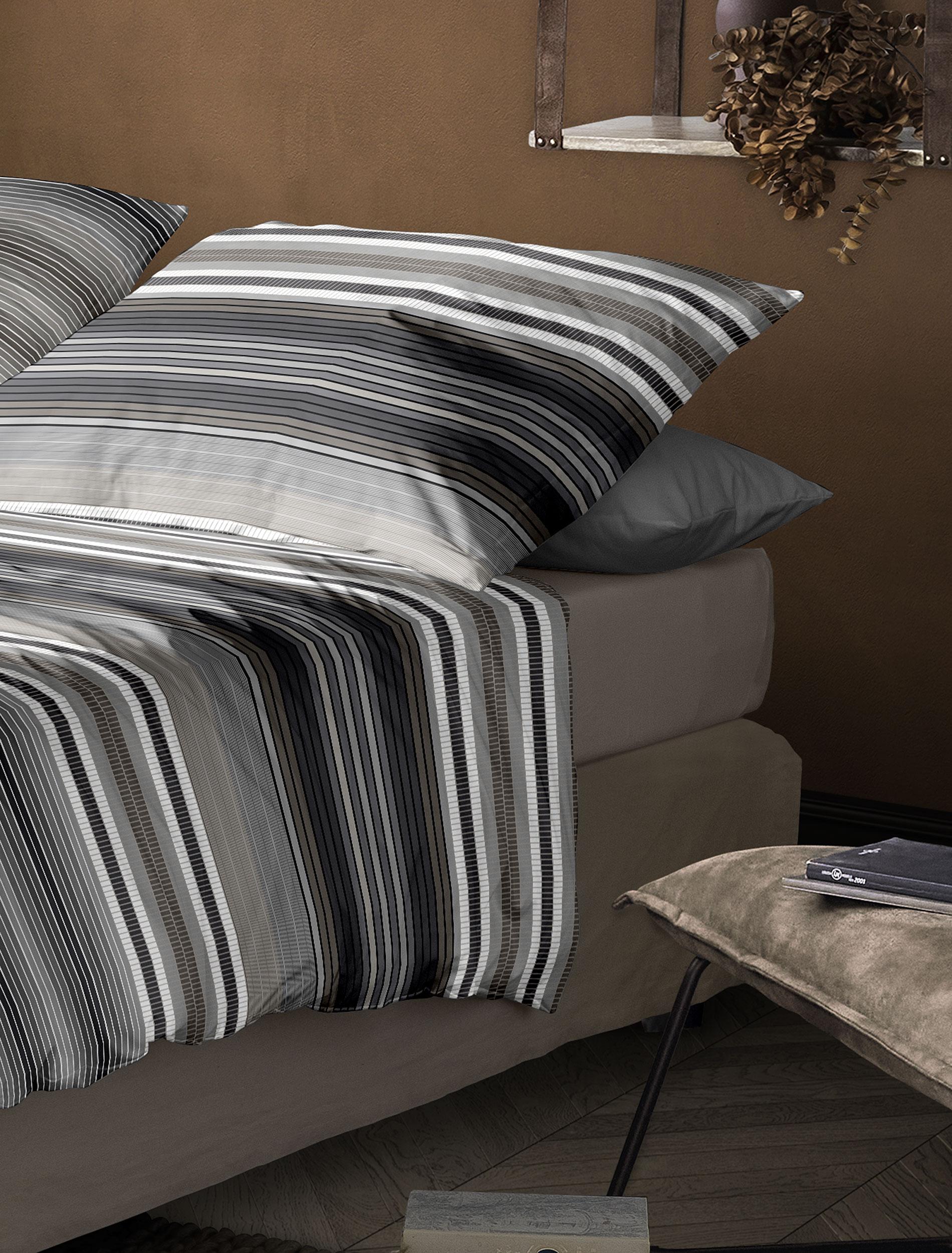 Irisette Mako-Satin Bettwäsche WAVE-J ca. 155x220cm in Farbe grau