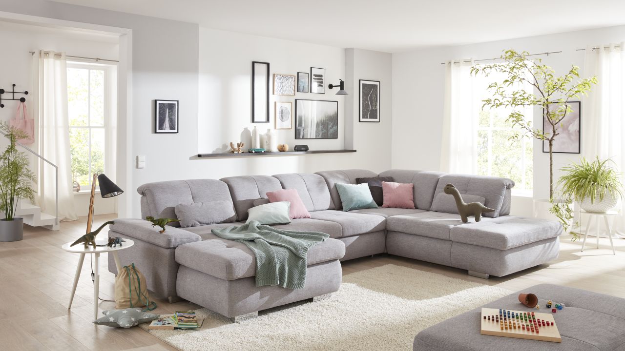 Modulmaster Wohnlandschaft in Stoff Calido silver