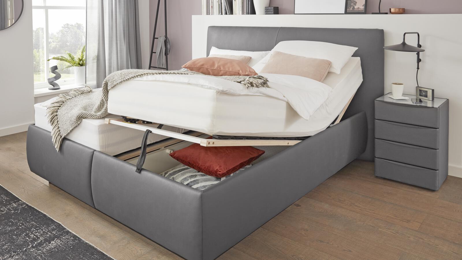 Comfortmaster Polsterbett OC-PB21005 ca. 180 x 200 cm in Stoff Santiago grau