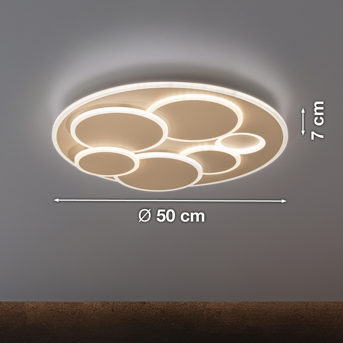 Fischer & Honsel LED-Deckenleuchte DOTS 1-flammig in Farbe Metall sandfarbig/Acrylglas satiniert Fischer & Honsel LED-Deckenleuchte DOTS 1-flammig in Farbe Metall sandfarbig/Acrylglas satiniert, Deckenleuchte