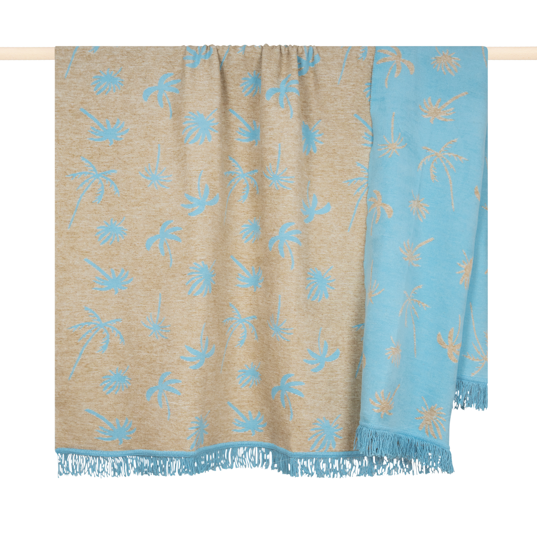 Pad Decke PALMTREE ca. 150x200cm in Farbe sand, tuch, strand, palme, muster, fransen