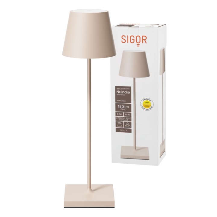 Sigor LED-Akku-Tischleuchte Nuindie in Farbe dünenbeige, dimmbar Sigor LED-Akku-Tischleuchte Nuindie in Farbe dünenbeige, dimmbar