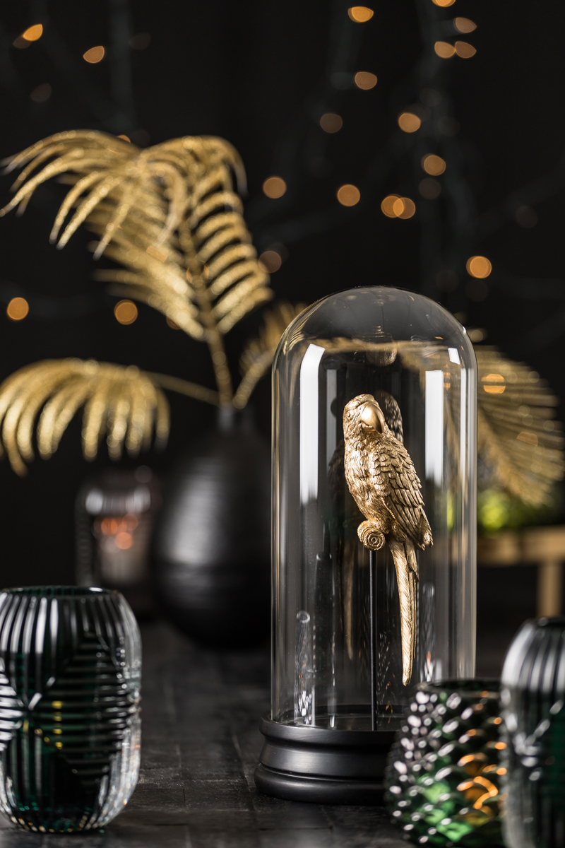 Light & Living Ornament im Glas PARROT in Schwarz, Gold