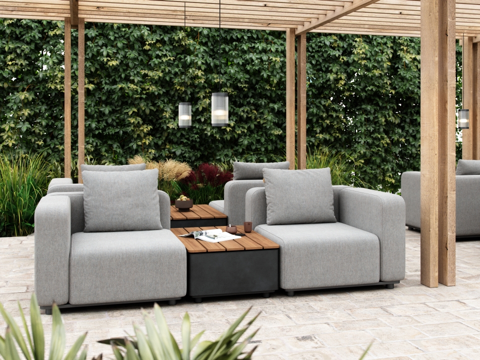 SACKit Tisch mit Stauraum PATIO in Farbe schwarz/Teak SACKit Tisch mit Stauraum PATIO in Farbe schwarz/Teak, Gartenmöbel, Sitzecke, Sofa-Set, Kaffeetisch, Gartenpavillon