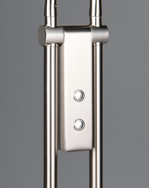 Trio LED-Stehleuchte MONZA 2-flammig in Farbe Nickel matt, Kunststoff weiß, Badezimmer, Drinnen, Zimmer, Duscharmatur