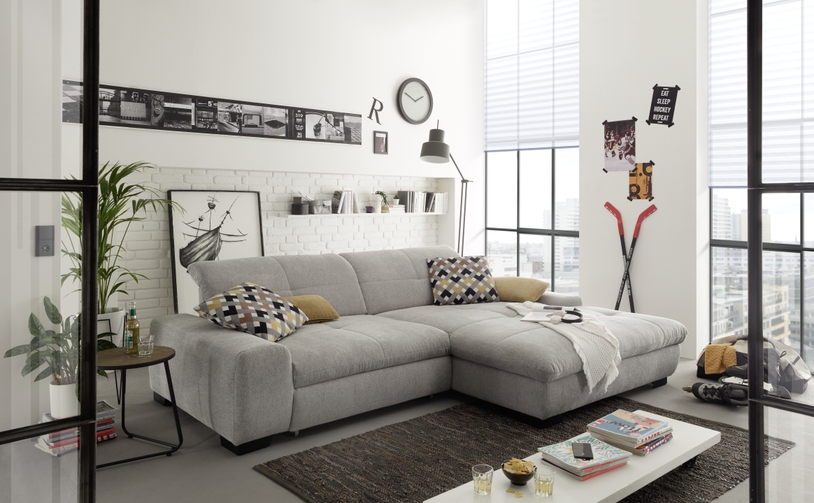 Set One by Musterring Polsterecke SO 1200 ca. 276 x 198cm in Stoff Stone grey