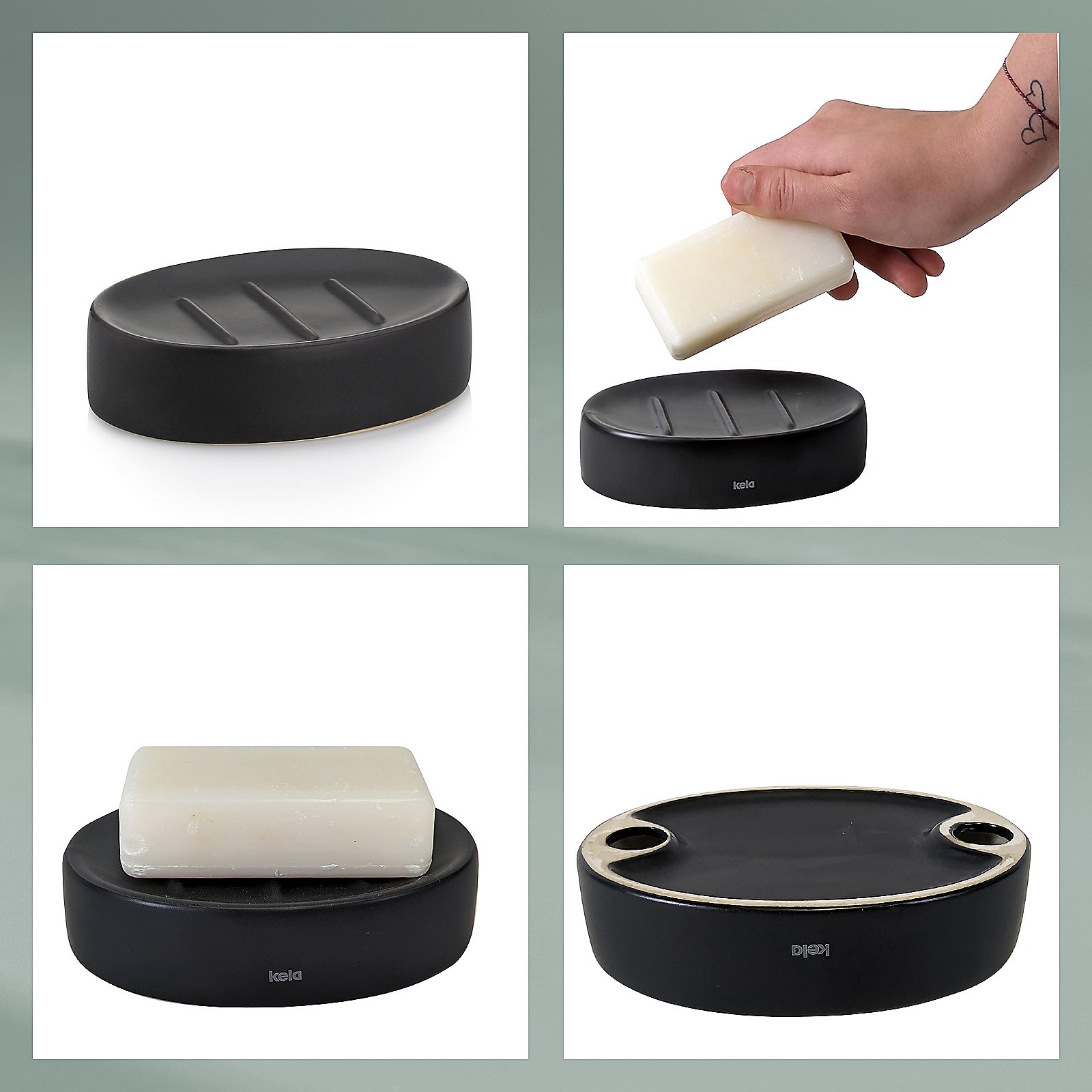 Kela Seifenschale Matsi schwarz MATSI in schwarz, Eishockey, Eishockey-Puck, Eisbahn, Eislaufen, Sport