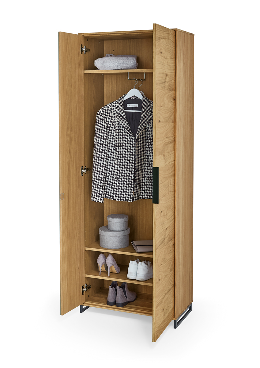 Voss Möbel Dielenschrank LEONA B/H/T ca.72x195x37cm in Eiche bianco/Balkeneiche furn.
