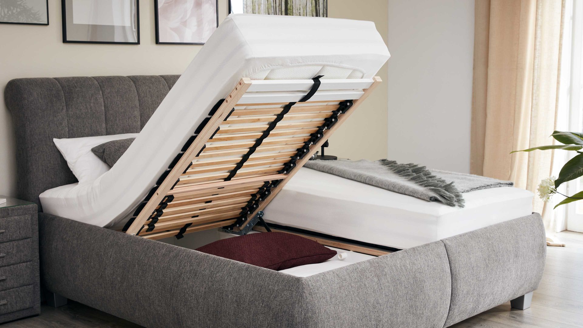 Oschmann Comfortbetten Polsterbett OC-PB20004 ca. 180x200cm in Stoff Brego grau