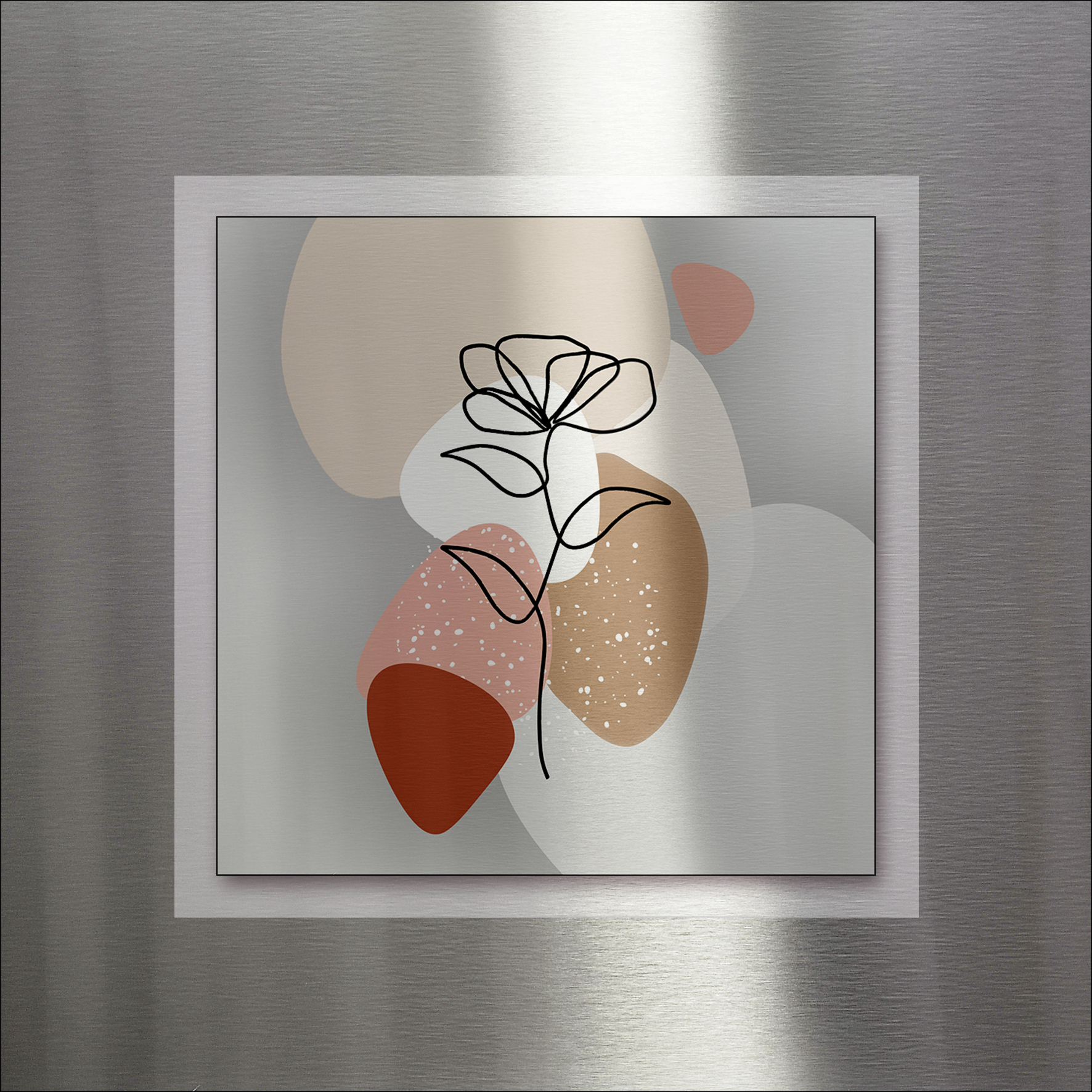 PRO ART Double-Alu - Dibond bedruckt mit Aufsatz aus Dibond 50x50cm Line Art Leaves VII