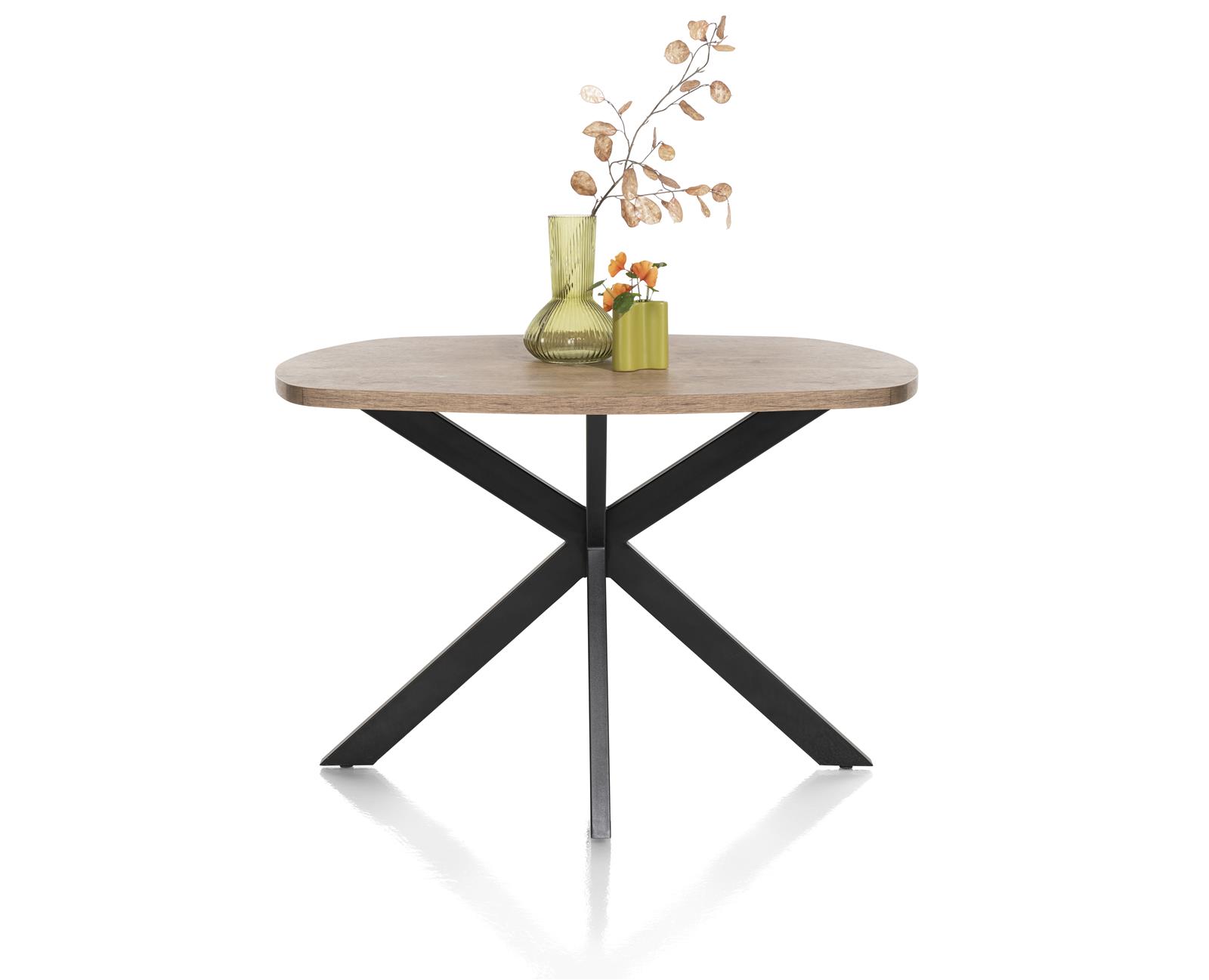 Henders & Hazel Tisch PAVAROTTI 54838-BRN, Esstisch, Runder Tisch, Holztisch, Metallbeine, X-Fußgestell