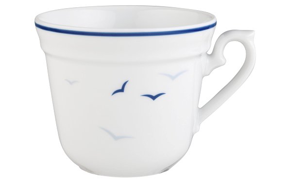 Seltmann Weiden Kaffeeobertasse 0,20 l Worpswede 4164 Rügen , Porzellantasse, Tasse, Keramik, Blaues Muster, 3D-Form