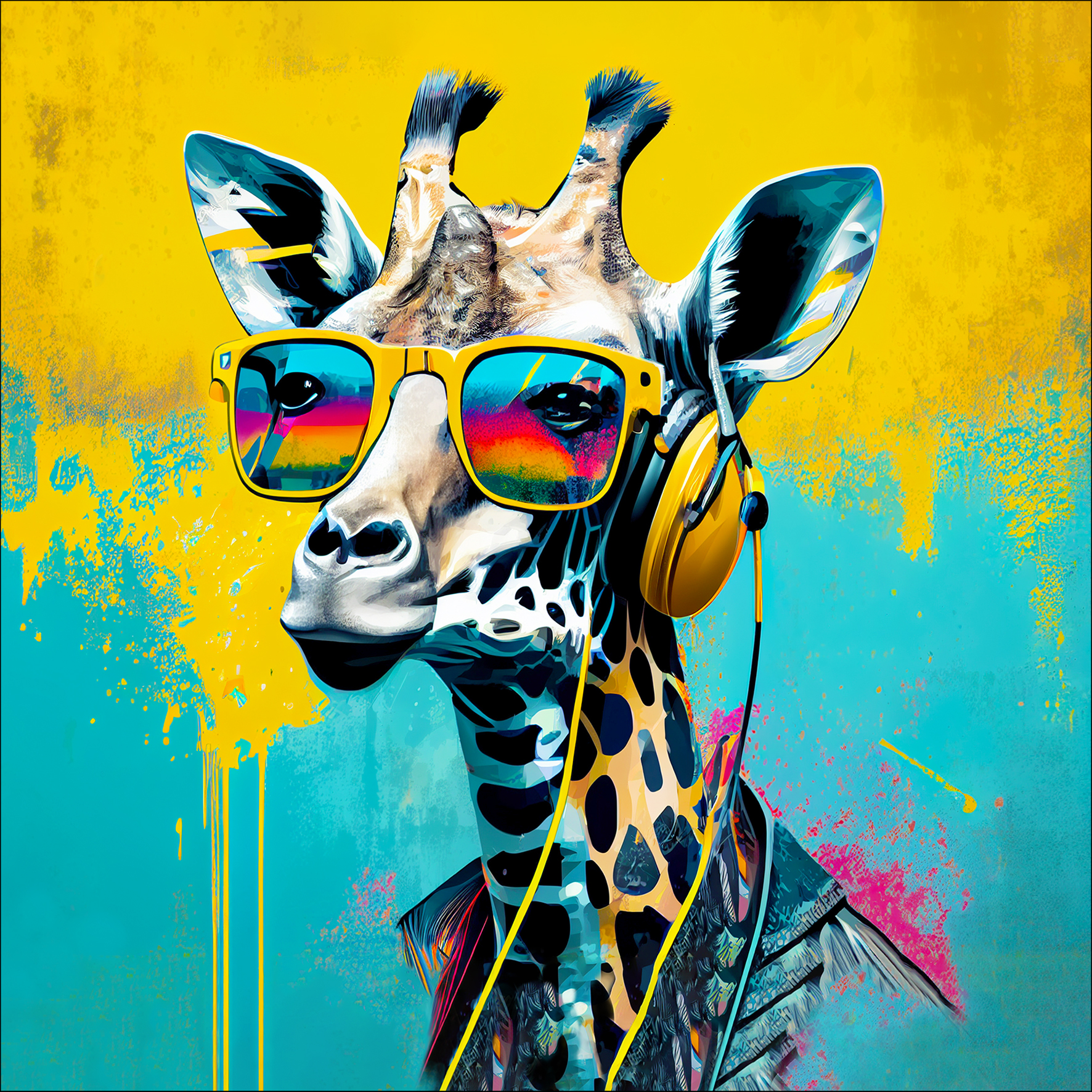 PRO ART Glas-Art 20x20cm Animals With Headphones II