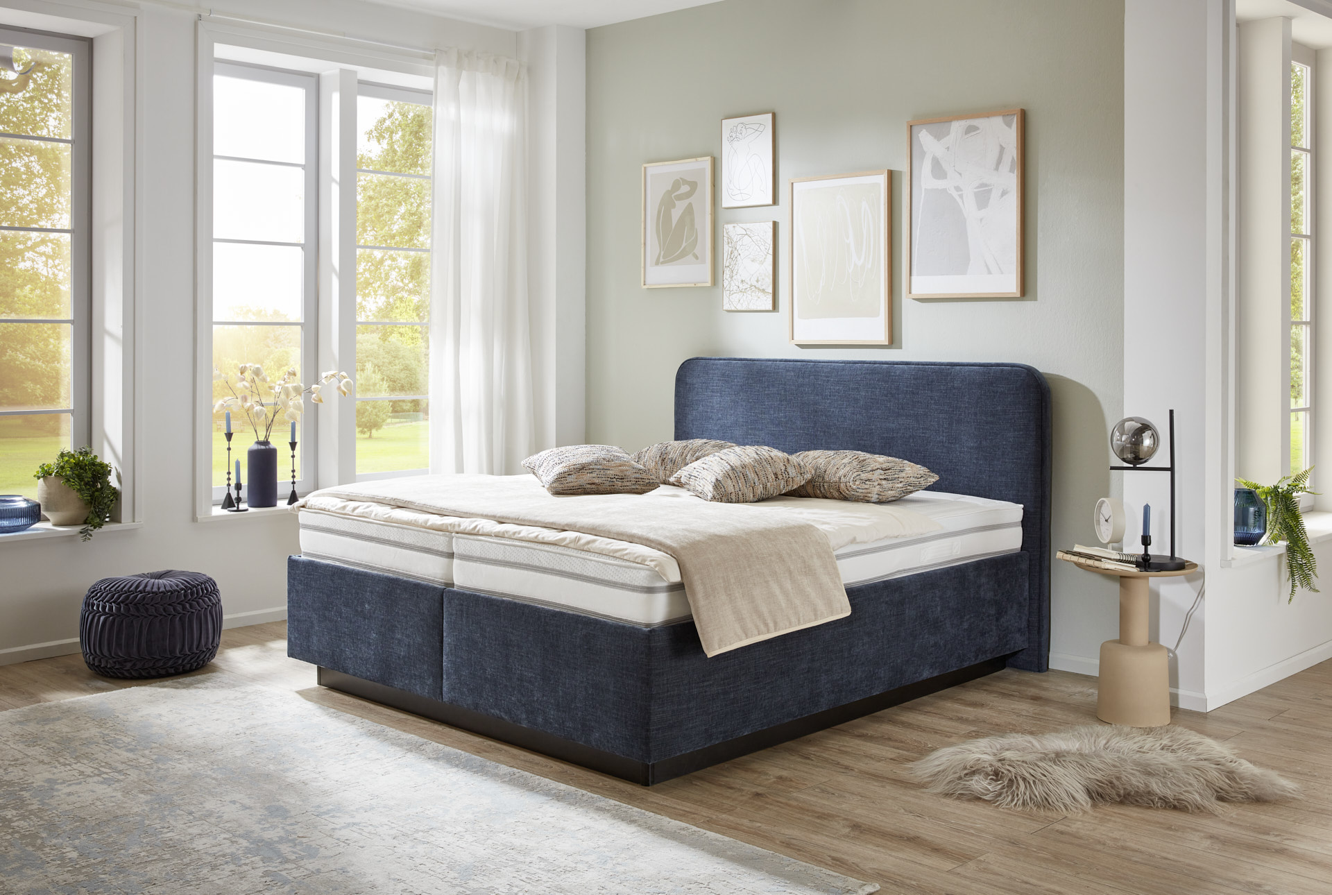 Oschmann Comfortbetten Polsterbett DREAMPLACE ca. 180x200cm in Stoff Rob marine