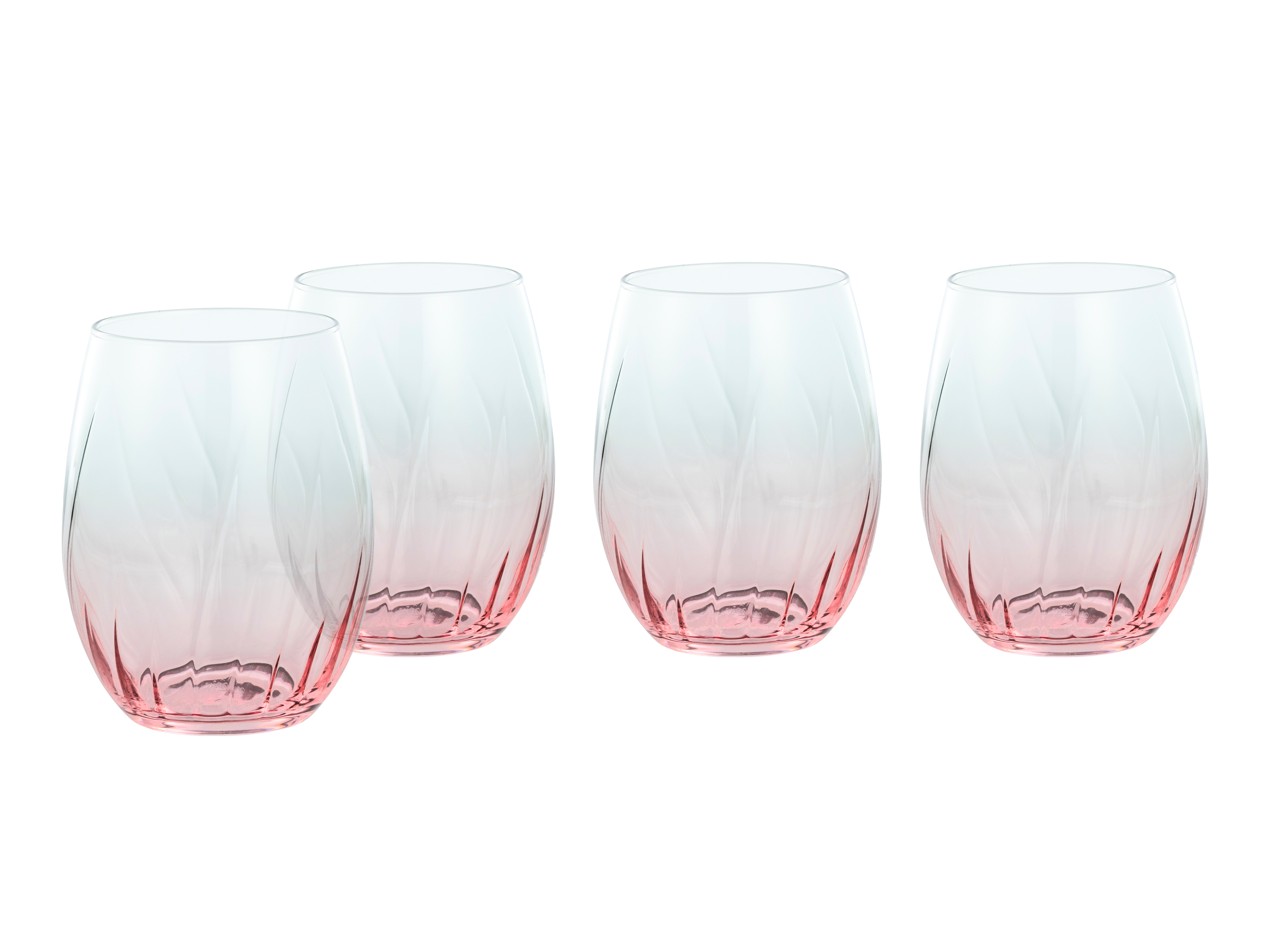 CreaTable Longdrinkglas Swirly 4-tlg., glas, stemless, tumbler, pink gradient, crystal glass