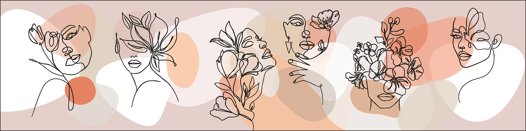 ProArt Alu-Art 200x50cm Line Art Flowers VIII