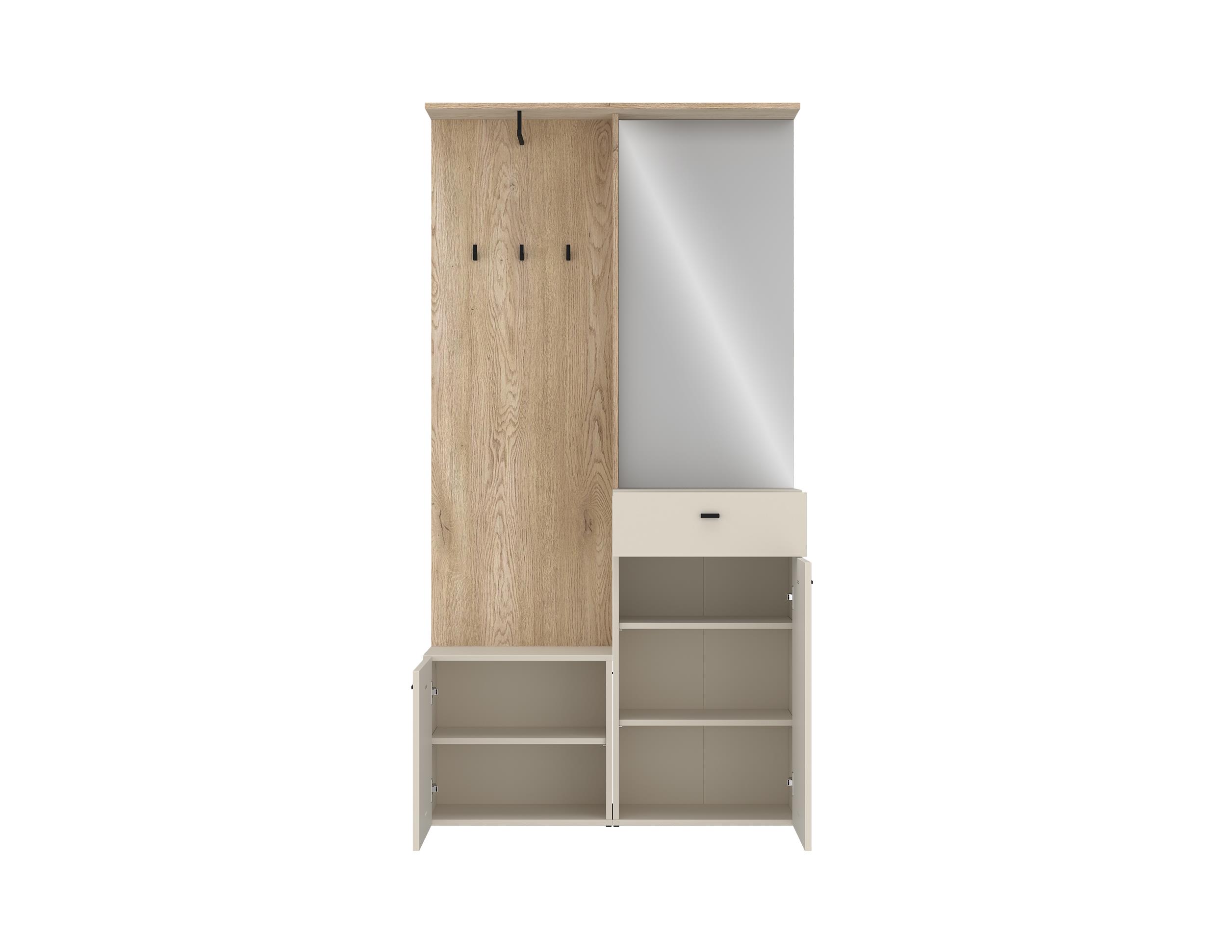 Garderobe ROMEA ca. B100 H192 T37 cm in Cashmere/ Eiche, Garderobe, Kleiderschrank, Schrank, Spiegel, Schublade