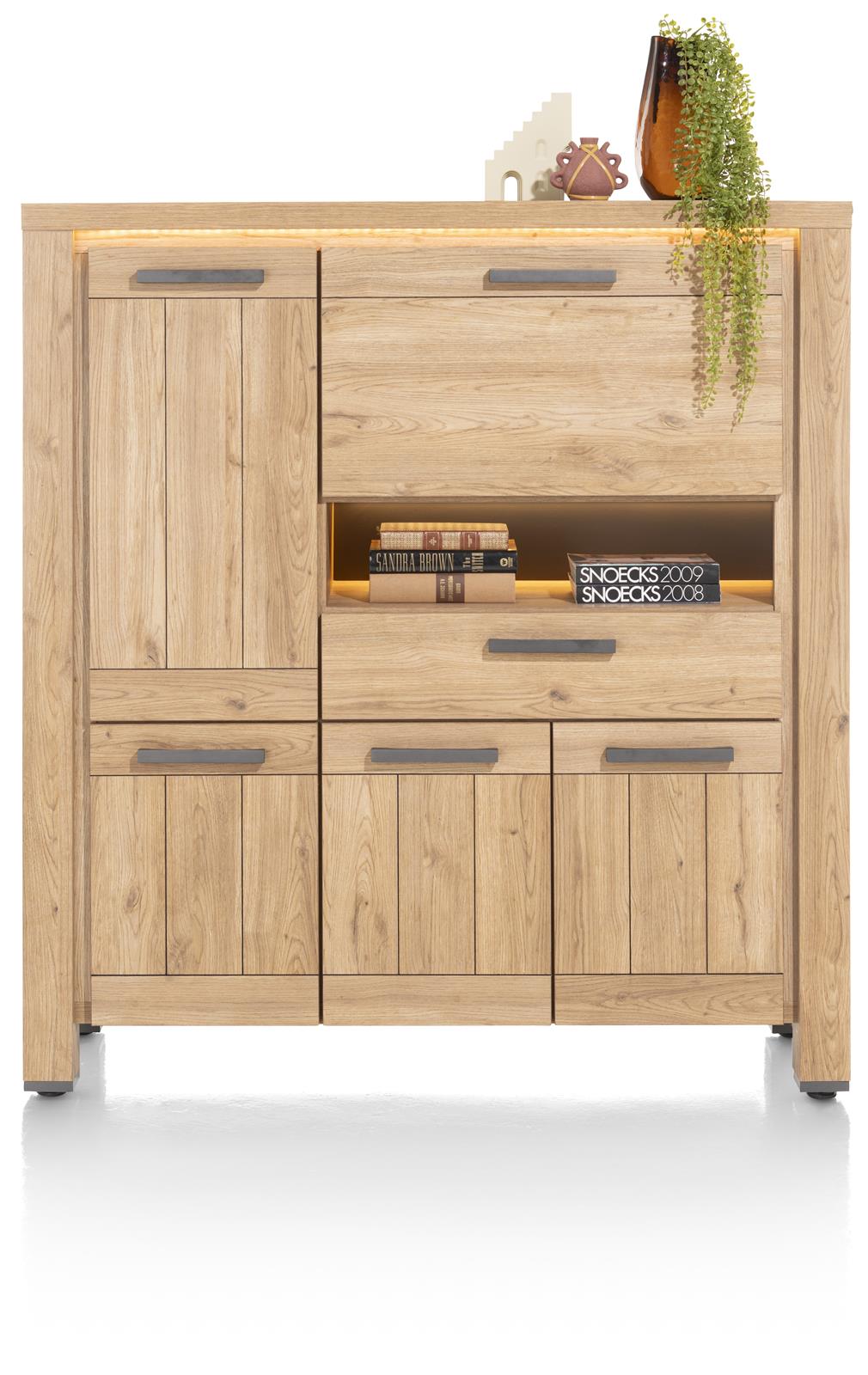 Henders & Hazel Highboard DELMONTE ca. B130 H140 T42 cm in Eiche natur furniert Henders & Hazel Highboard DELMONTE ca. B130 H140 T42 cm in Eiche natur furniert