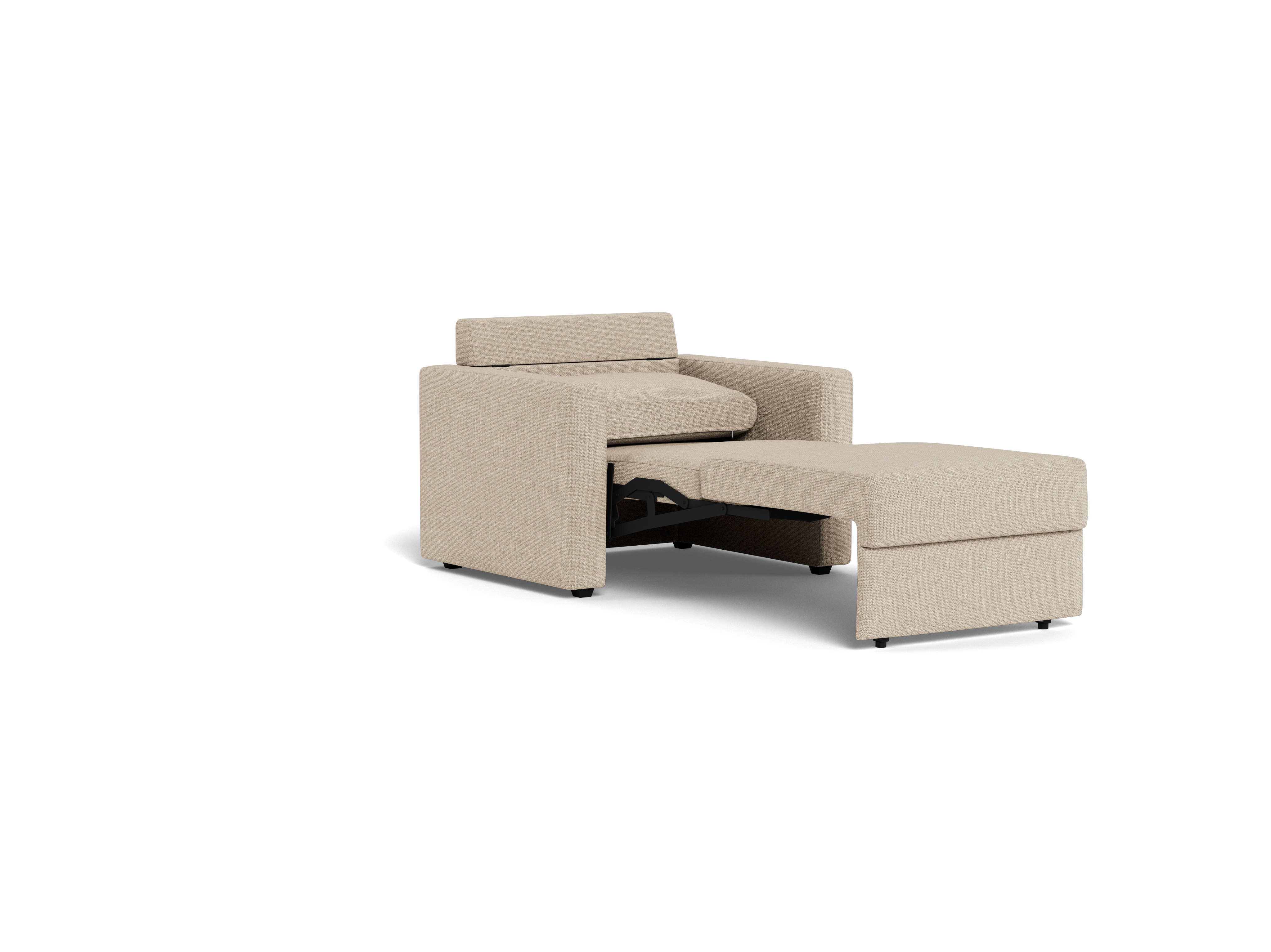 Bettcouch FLEURY in Stoff Basel beige 24, Ecksofa, Sessel, Ausziehbar, Beige, Sofakissen