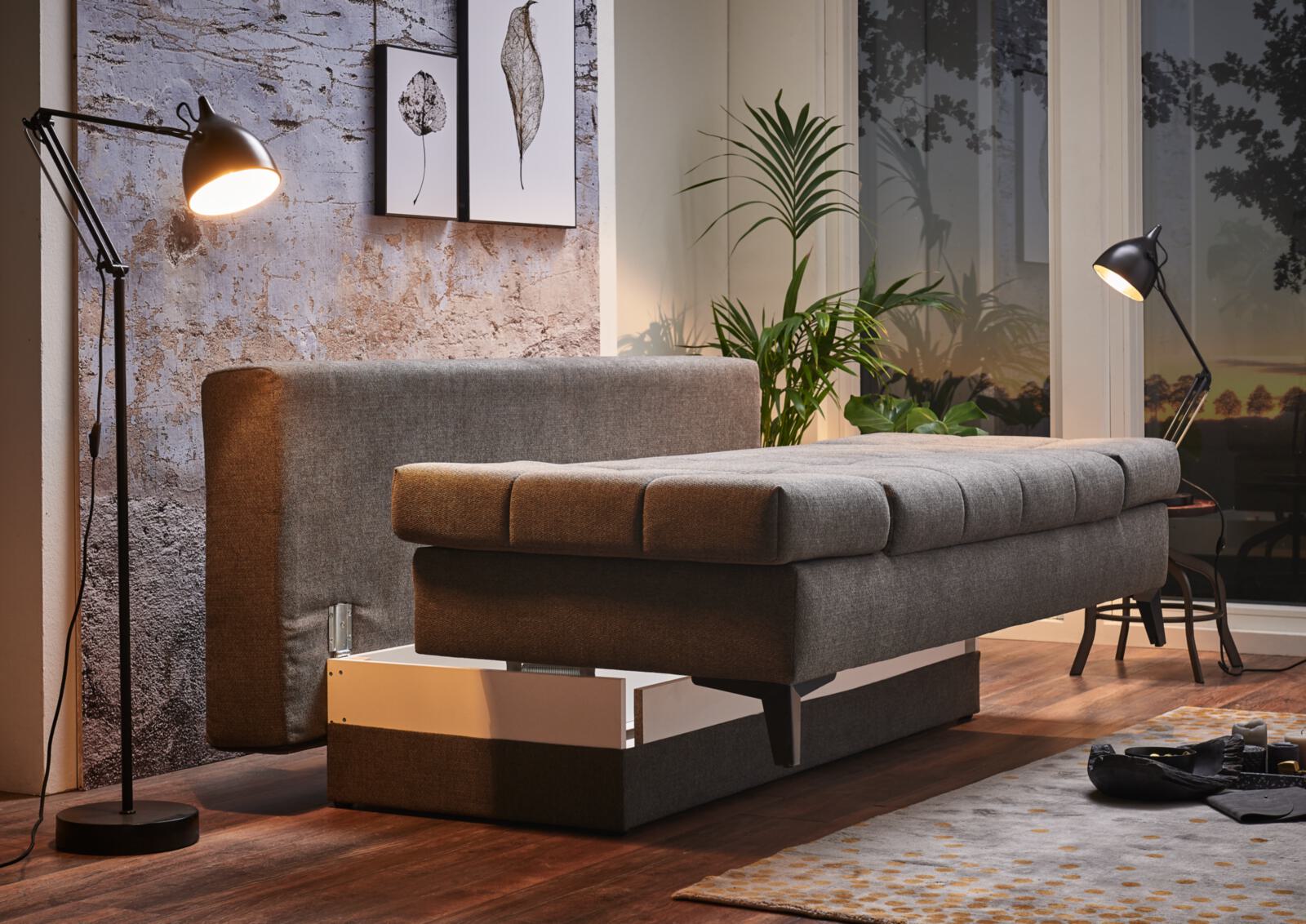 Restyl Schlafsofa Talia ca. 200x90x102cm in Stoff komplett grau