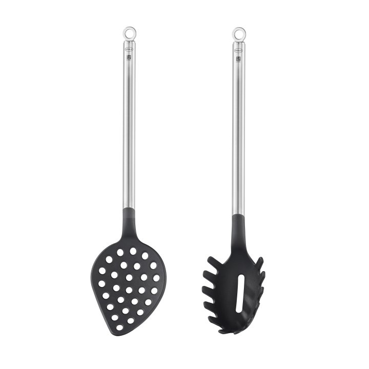 2-tlg. Gourmet-Set Pasta in Edelstahl 2-tlg. Gourmet-Set Pasta in Edelstahl, Küchensilbertopf, Löffelhalter, Küchenutensil, Slotted spoon, Spaghettilöffel