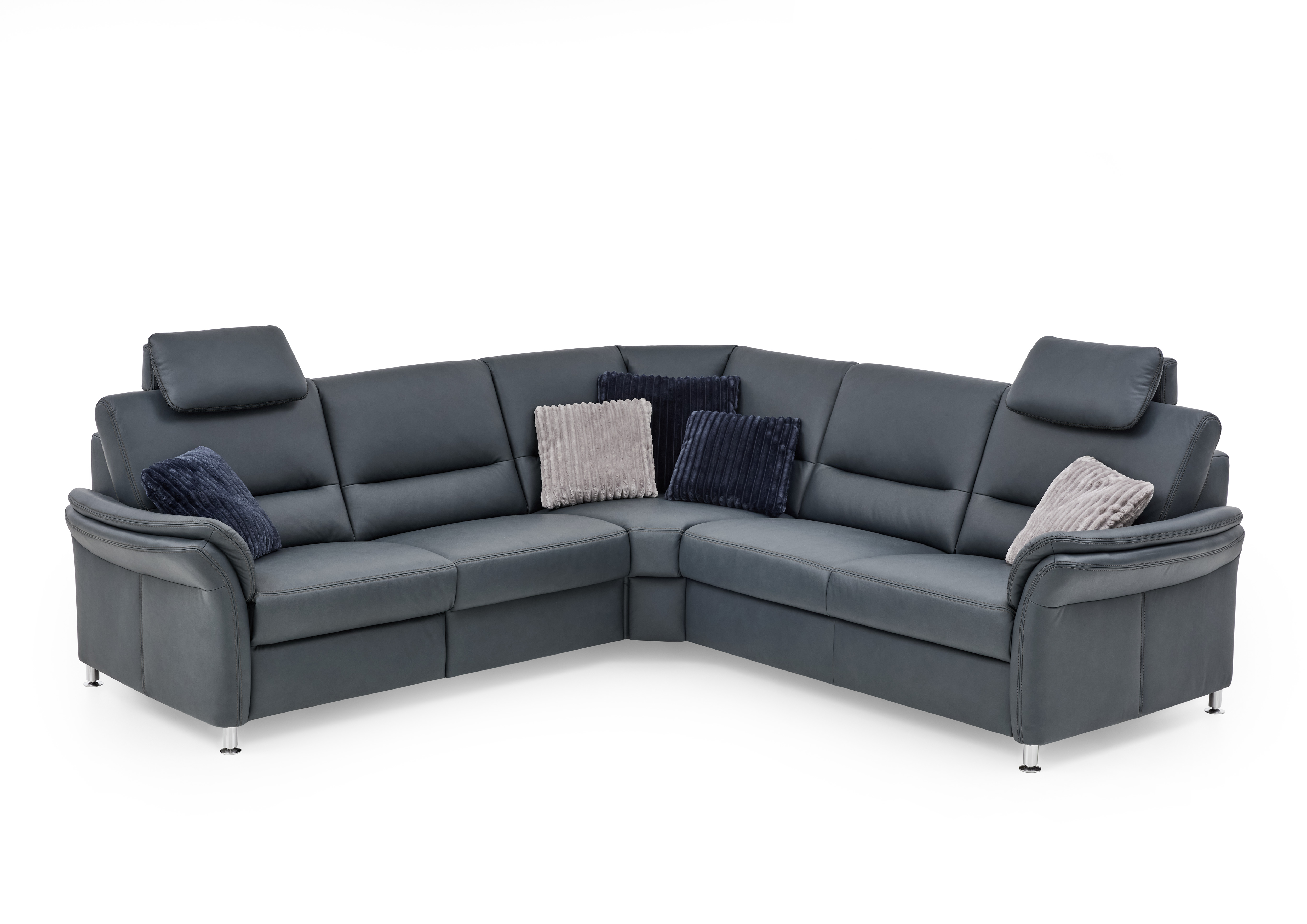 Modulmaster Polsterrundecke MM-PN1049  Blau, Ecksofa, Sofa, Grau, Leder, Kissen