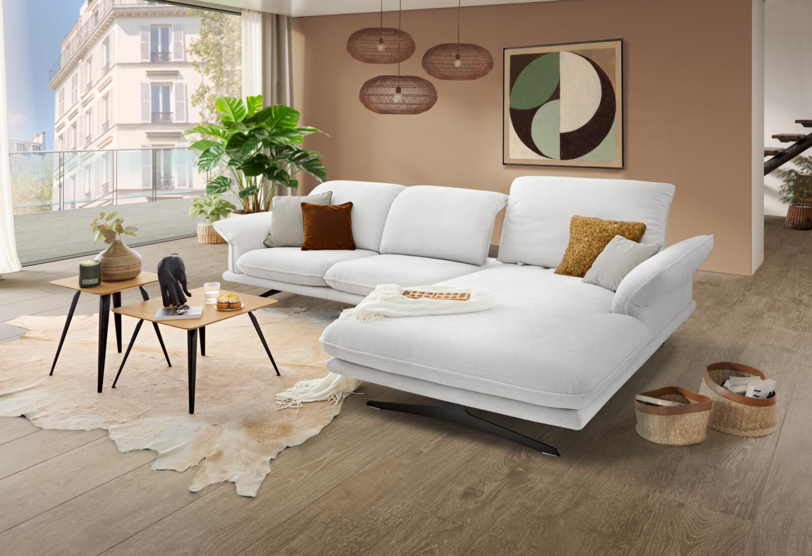 W. Schillig Polstergruppe OLIVIA ca. 303x206cm in Stoff uni snow, sofa, sectional, weiß, Stoff, Wohnzimmer