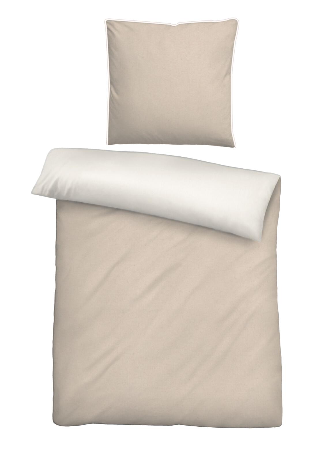 Bettwäsche Biber ca.155x220 0840500 in Farbe 547 taupe, Bettwäsche, Kopfkissenbezug, Beige, Stoffbettwäsche, Schlafzubehör