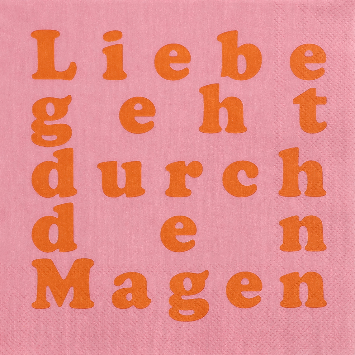 Serviette Liebe geht durch den Magen, Text, Pattern, Typography, Pink, Orange