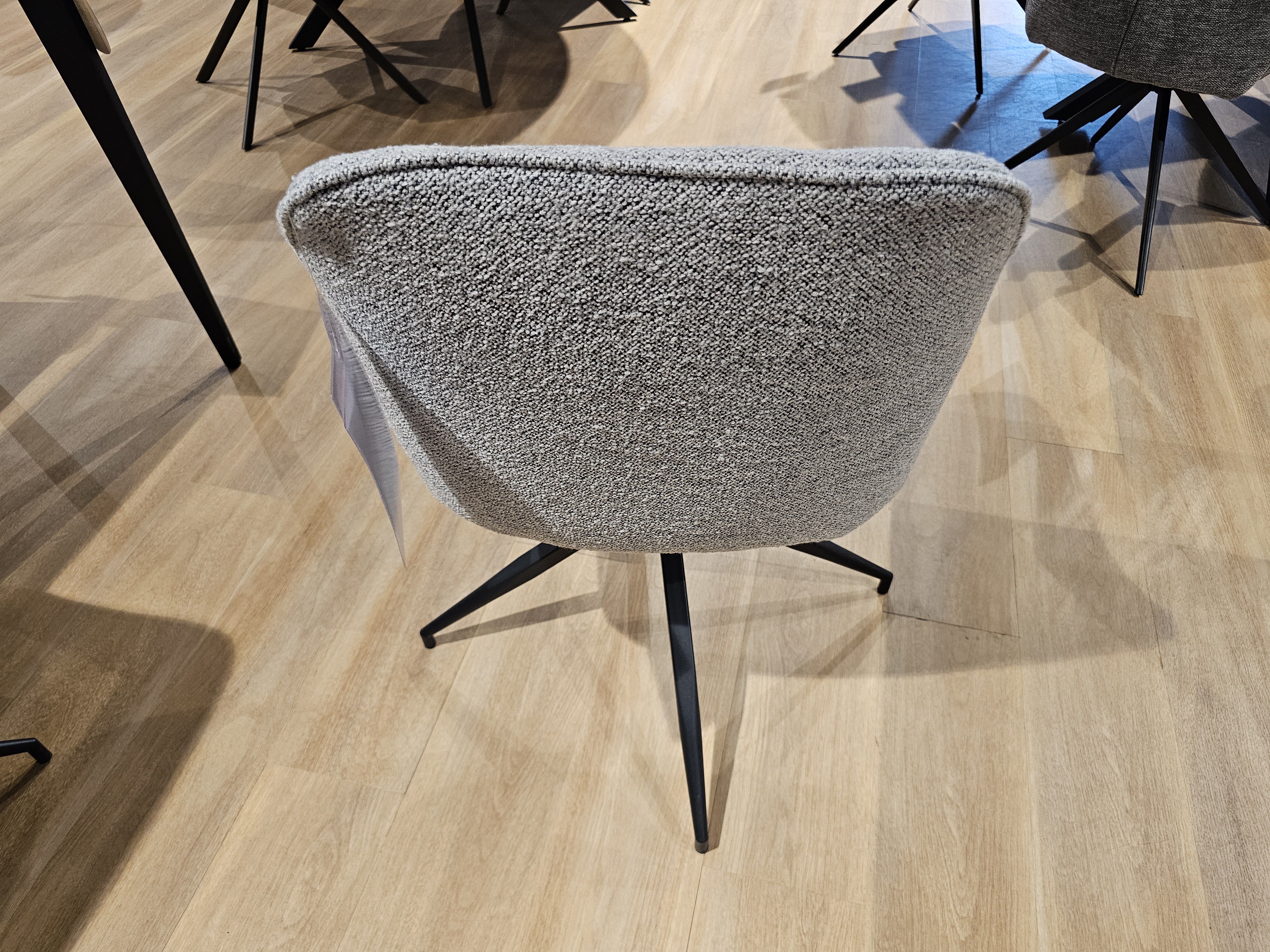 Esszimmerstuhl Brooke Stoff Grau, Stuhl, Garnitur-Stuhl, Stoffbezug, Grau, Sesselbeine, Stuhl, Gehäkelte/Strick-Optik, Stoffbezug, Schwarz Beine, Vierbeiniger Stuhl, Stuhl, Stoff, Grau, Polsterstuhl, 4-Fuß-Stativ