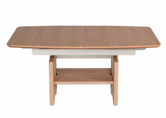 Couchtisch mit Lift, ca. 120 (160) x 70 x 54 - 73 cm in Eiche bianco, Esstisch, Mobiliar, Tabelle, Kaffeetisch