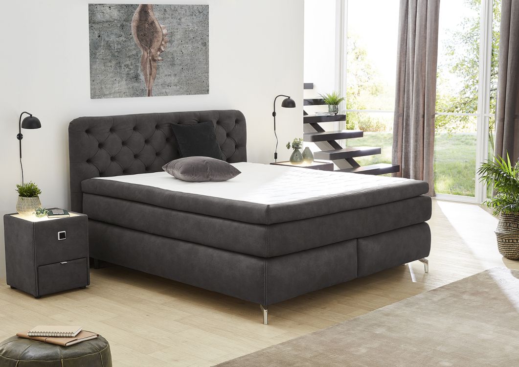 Jockenhöfer Boxspringbett Marilyn Mix in anthrazit ca. 180 x 200 cm