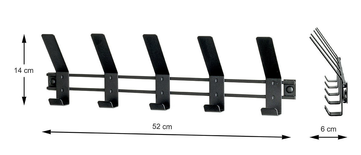 Haku Möbel Garderobenleiste ca. B52 H14 T6 cm in Metall schwarz