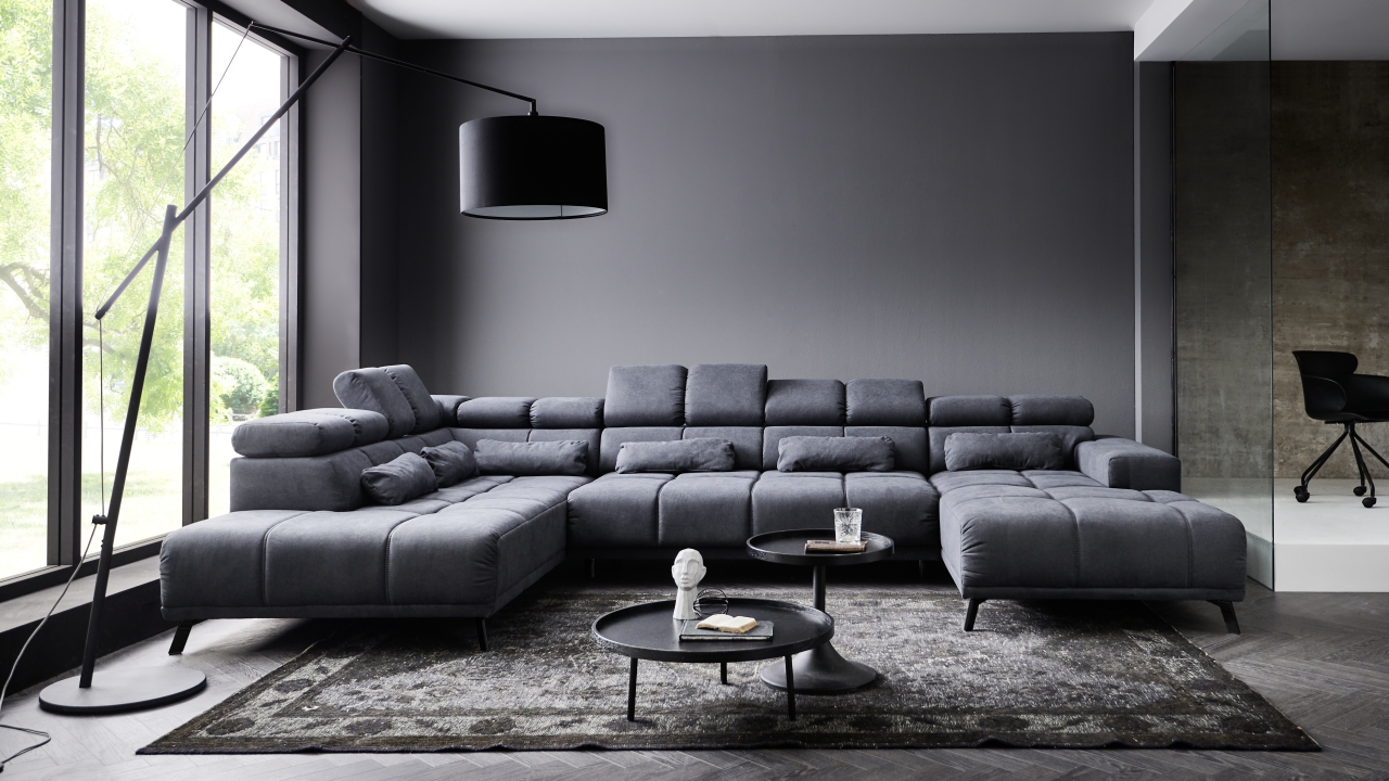 Iwaniccy Wohnlandschaft SPEED ca. 231x375x199cm in Stoff Dilja grau
