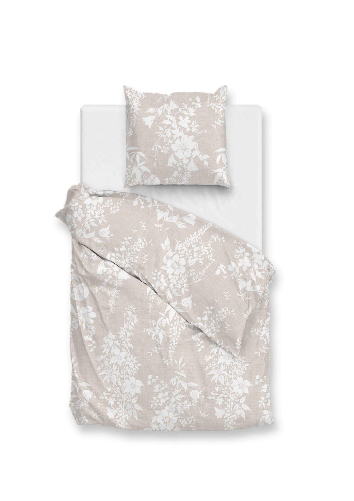 Heckettlane Bettwäsche ca. 135x200cm in Farbe Sandy-Beige, Kissen, Dekoration für Zuhause, Leinen, Kopfkissen, Decke