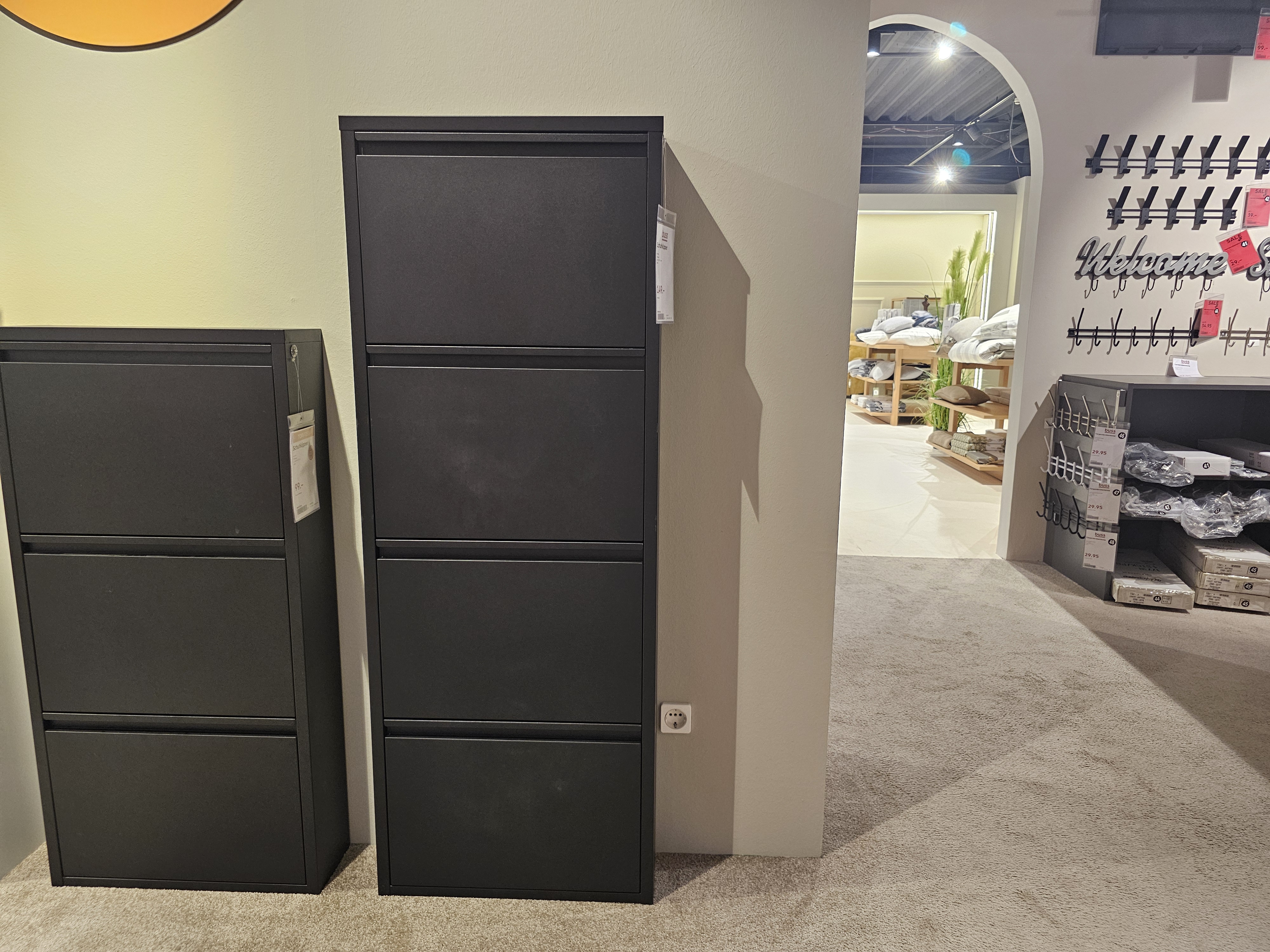 Schuhkipper BERT in anthrazit, Schubladenschrank, Metallschrank, Möbel, Hoher Schrank, Dunkelgrau