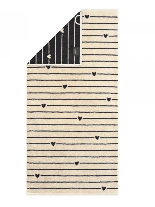 Cawö Handtuch HEART BEATS 50x100cm in Farbe basalt Cawö Handtuch HEART BEATS 50x100cm in Farbe basalt, rug, teppich, beige, herzen muster, gestreift