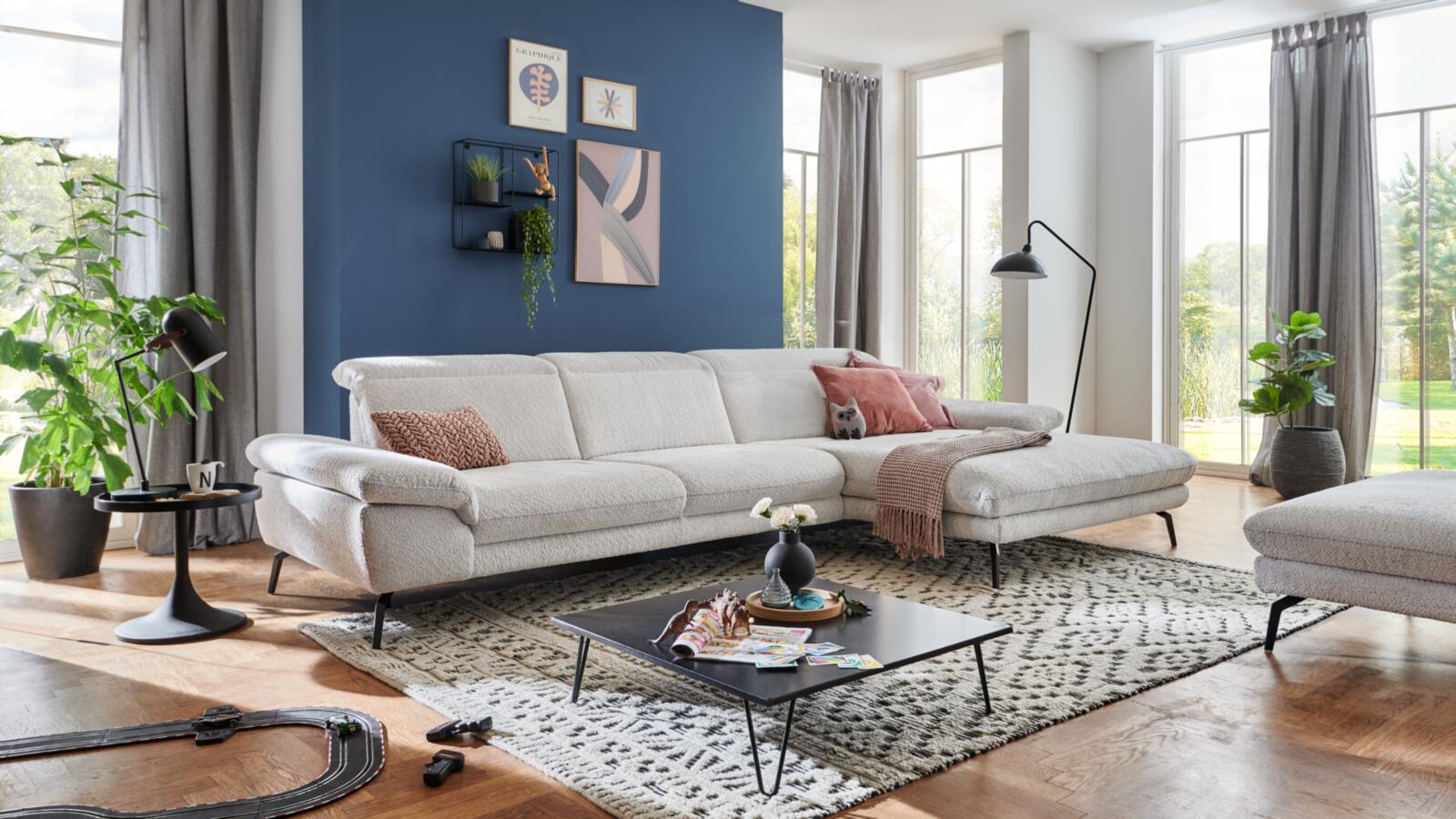 Modulmaster Polstergruppe MM-MP1171 ca. 345x191cm in Stoff Kama silver, Dekoration für Zuhause, Tabelle, Couch, Teppich, Wohnzimmer