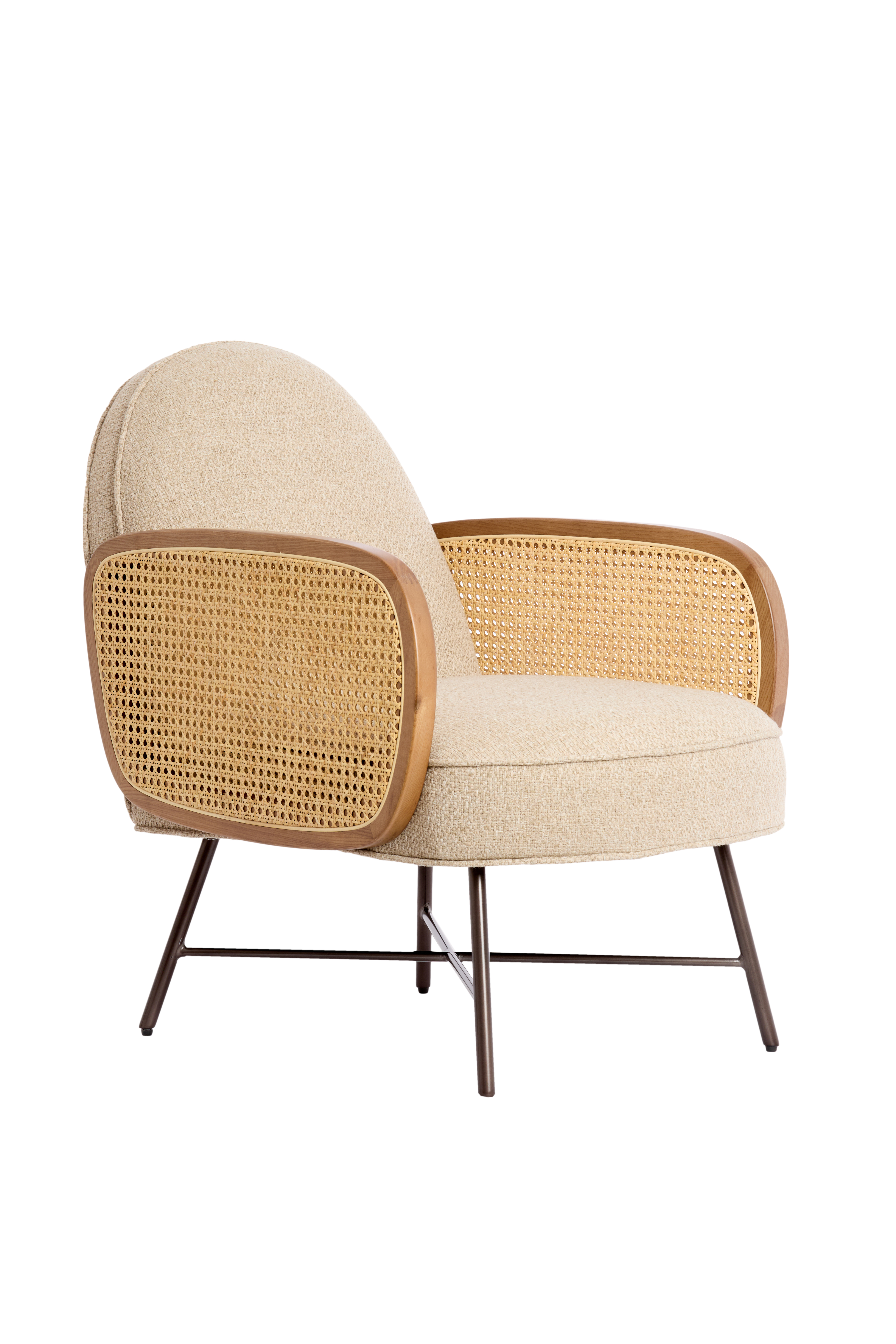 Stuhl in Beige+Rotan natural