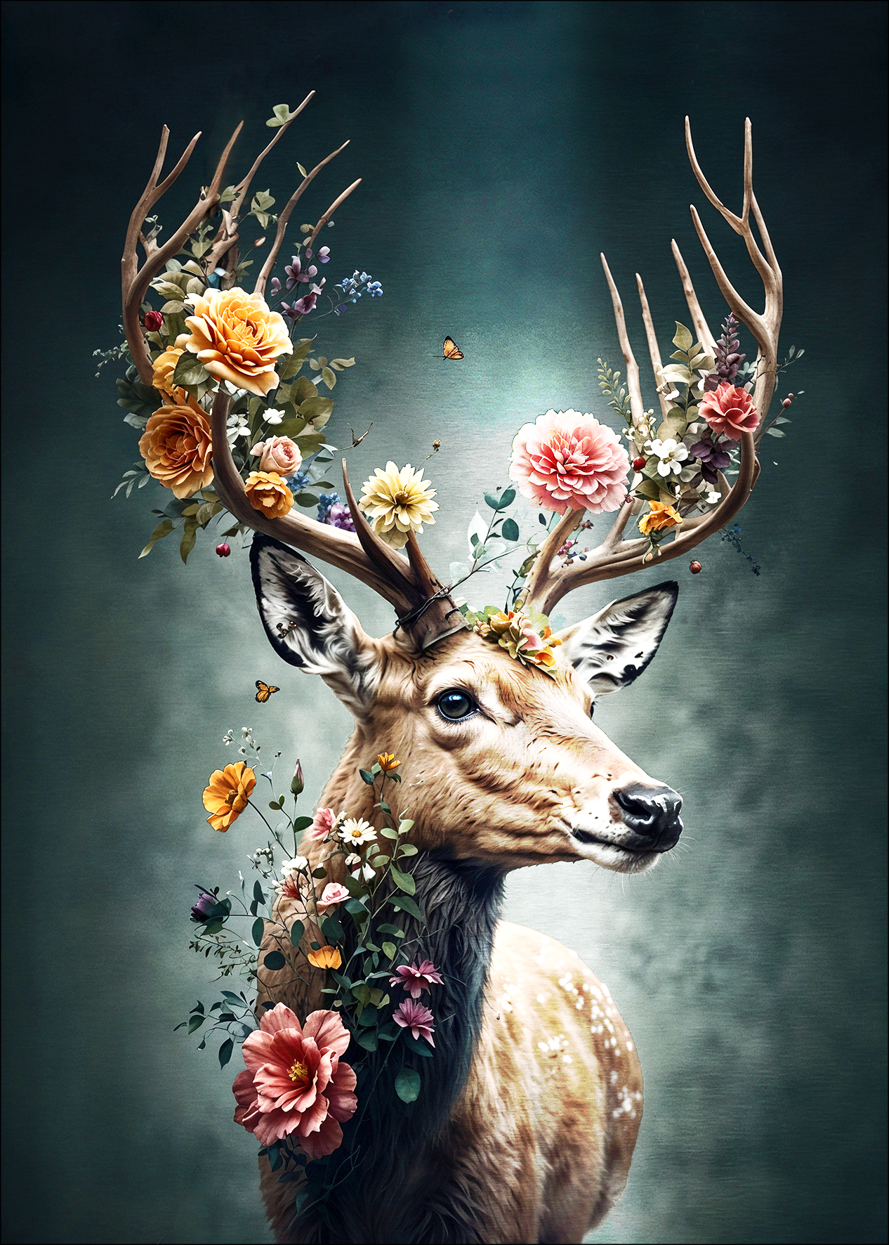 PRO ART Alu-Art 100x70cm Deer With Flowers III