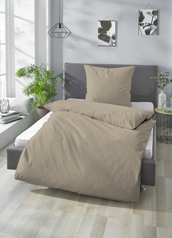Kissenbezug ca. 40x80cm in Farbe Taupe, Bettwäsche, Bettbezug, Kissenbezug, Beige Farbe, Bettlaken