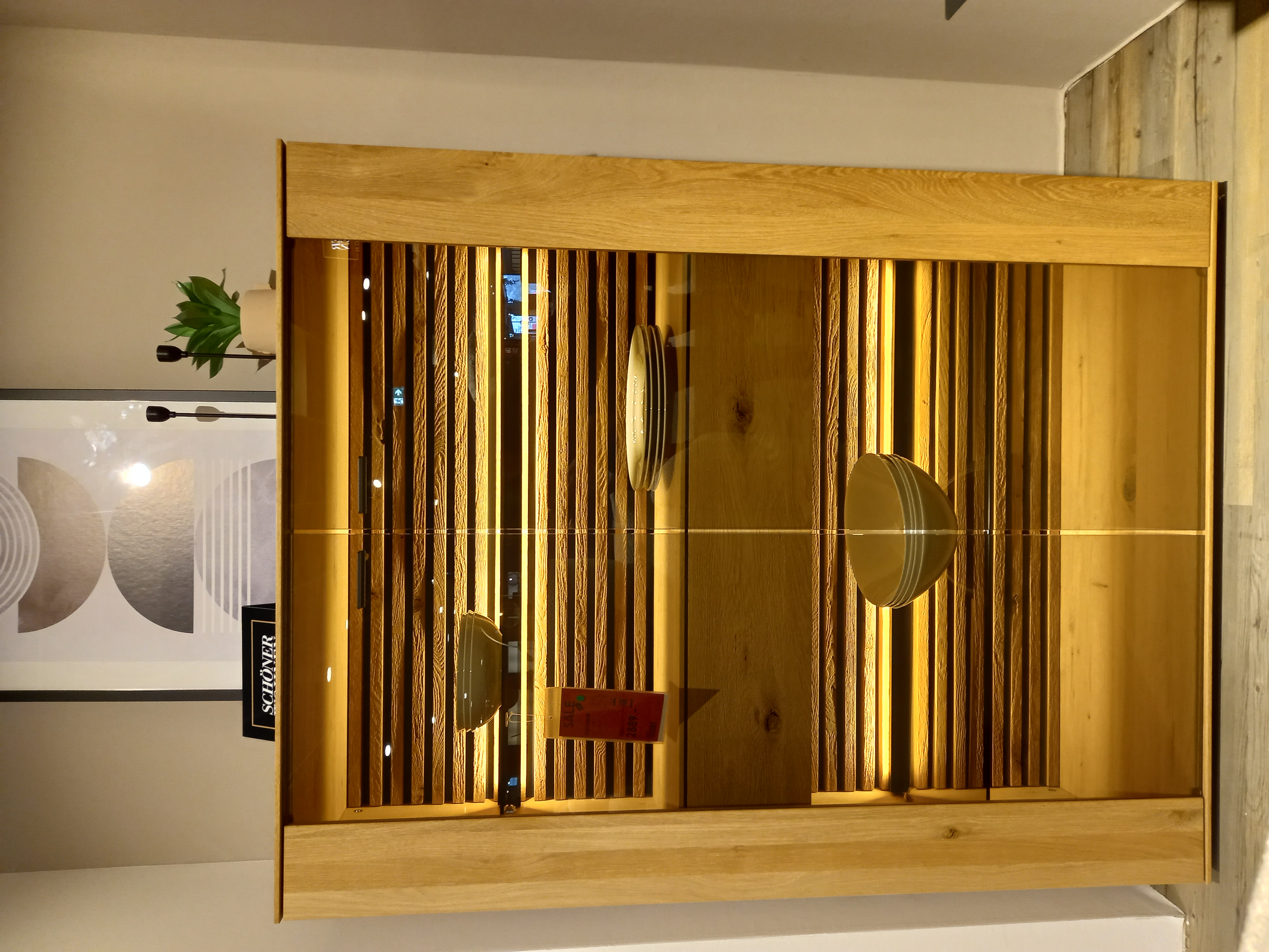 SCHÖNER WOHNEN-Kollektion Highboard YONNA ca. 106x138x44cm in Kerneiche natur gebürstet SCHÖNER WOHNEN-Kollektion Highboard YONNA ca. 106x138x44cm in Kerneiche natur gebürstet, Holzton, Schrank, Glasfront, Weinschrank, Holzregal